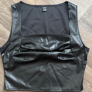 SHEIN Black Faux Leather Tank Top